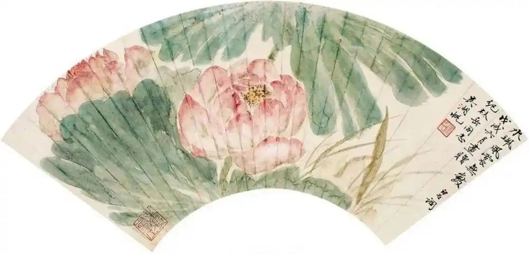 没骨荷花扇面,美醉了_吴湖帆_上海_图片