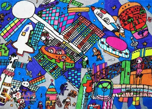 四年级获奖科幻画未来太空村