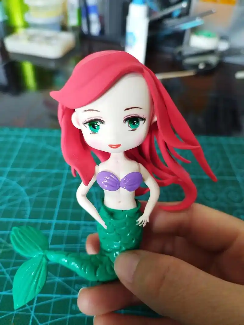 粘土美人鱼爱丽儿的制作小过程#超轻粘土手工 #今日份小可爱 - 抖音