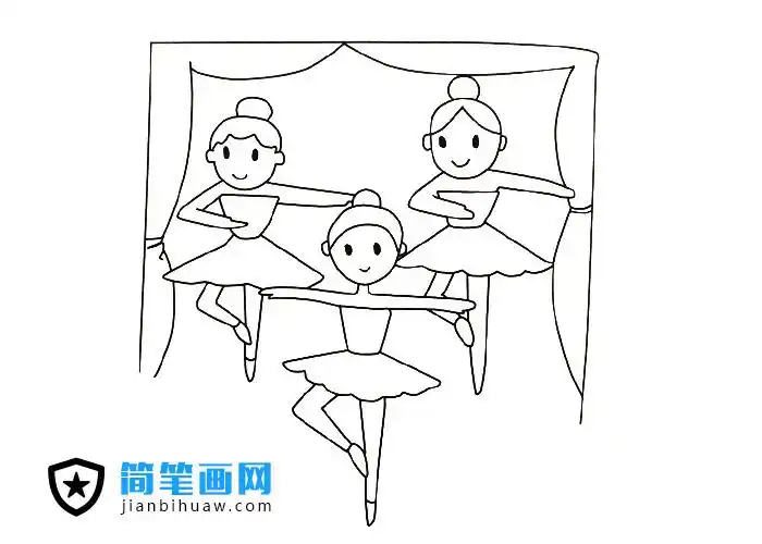 女孩们跳芭蕾舞的简笔画图片
