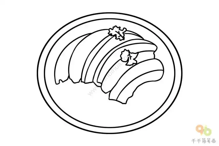 广东美食梅菜扣肉简笔画