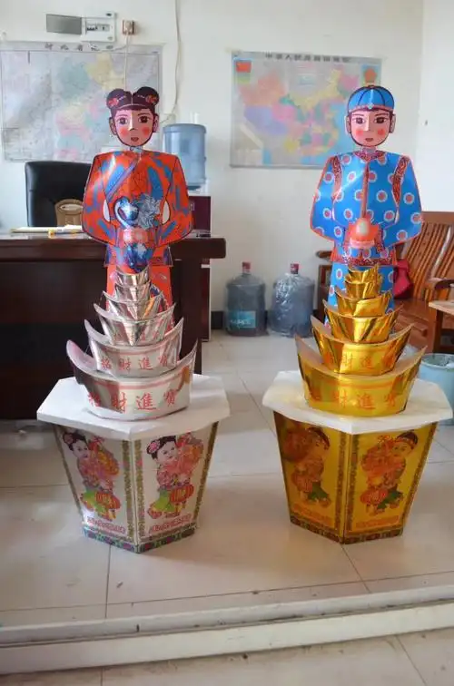 纸活纸扎金童赐福玉女添财祭祀殡葬死人用品丧葬用品三五七周年