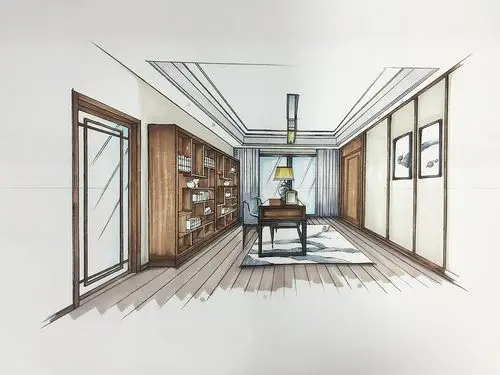 书房手绘图