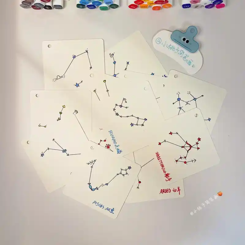 一起学画画 #简笔画 #手帐素材 在西方占星学上,黄道12星座是宇宙