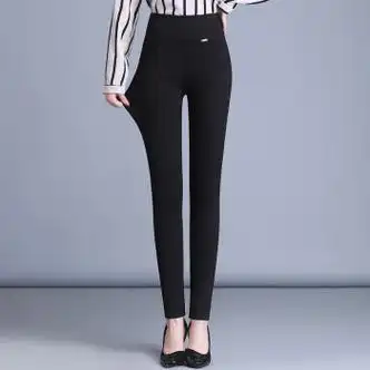 文颇(wenpo)妈妈中年女士外裤加绒加厚50岁裤子高腰外穿打底裤女春