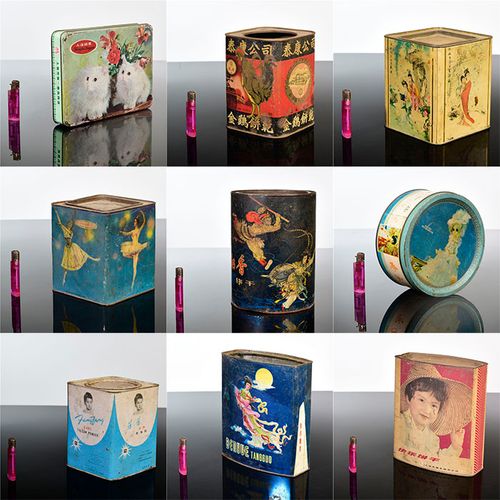 老旧铁皮饼干桶盒80经典怀旧老物件老糖果盒民国摆设道具场景布景