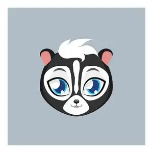 可爱的臭鼬头像与单调的色彩照片