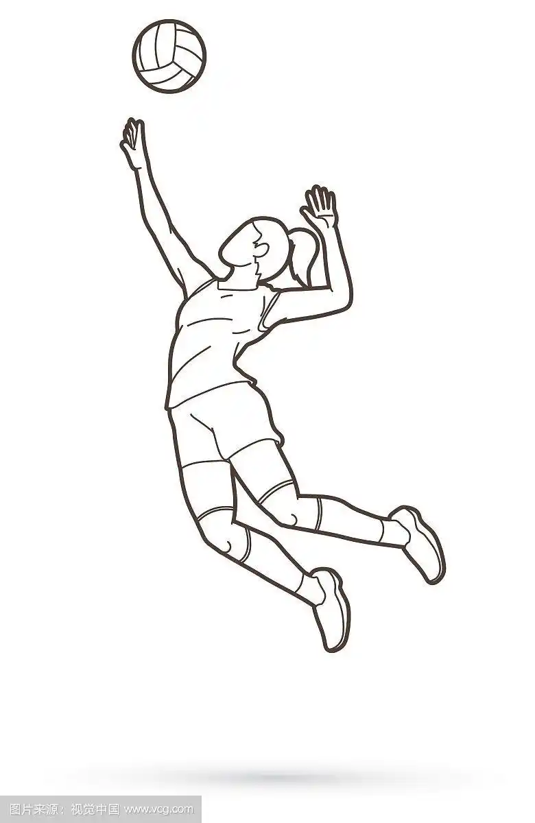 女子排球运动员动作卡通图形