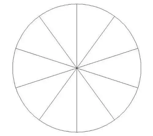 如何使用word画十等分的圆