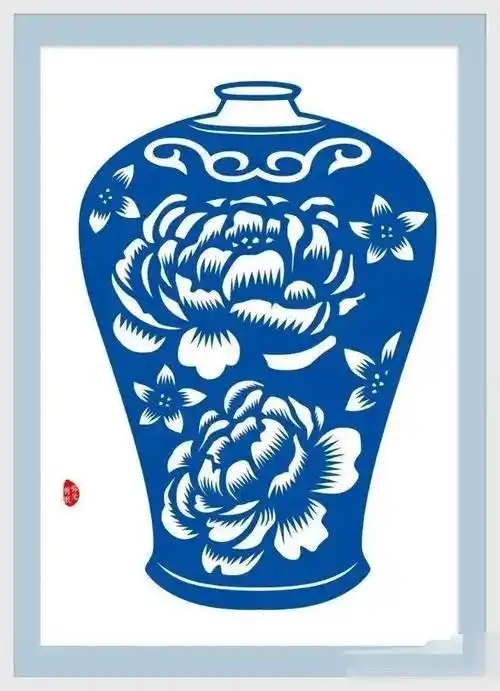 剪纸下的青花瓶_寓意_象征意义_吉祥