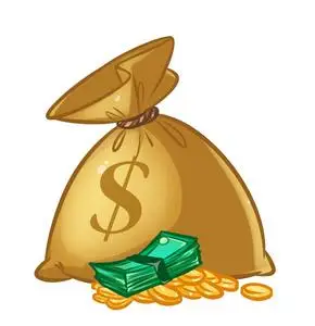 袋钱硬币纸币卡通照片