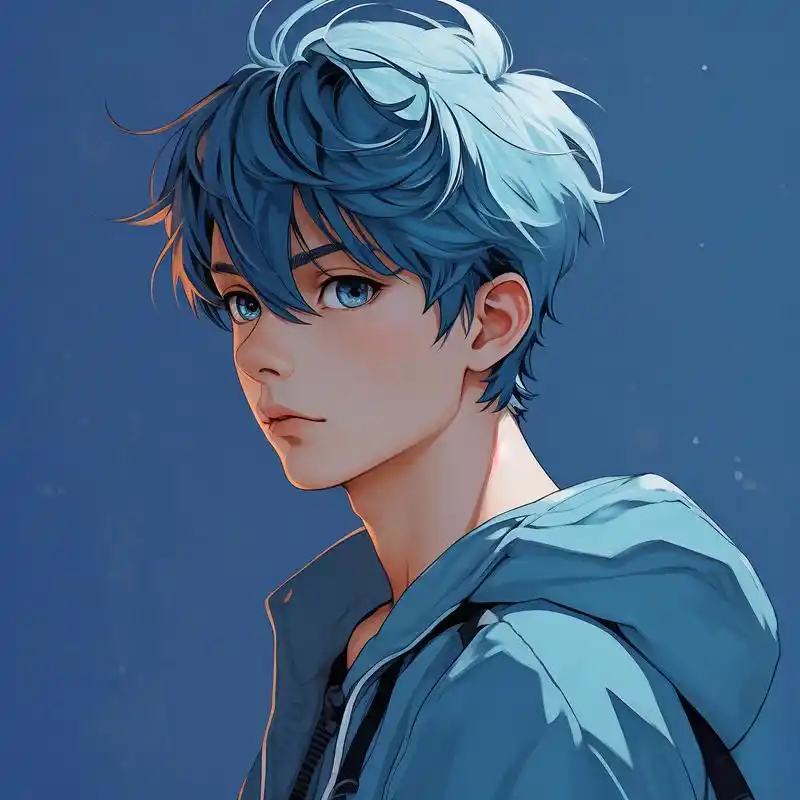 97蓝色背景下的帅气男生头像90