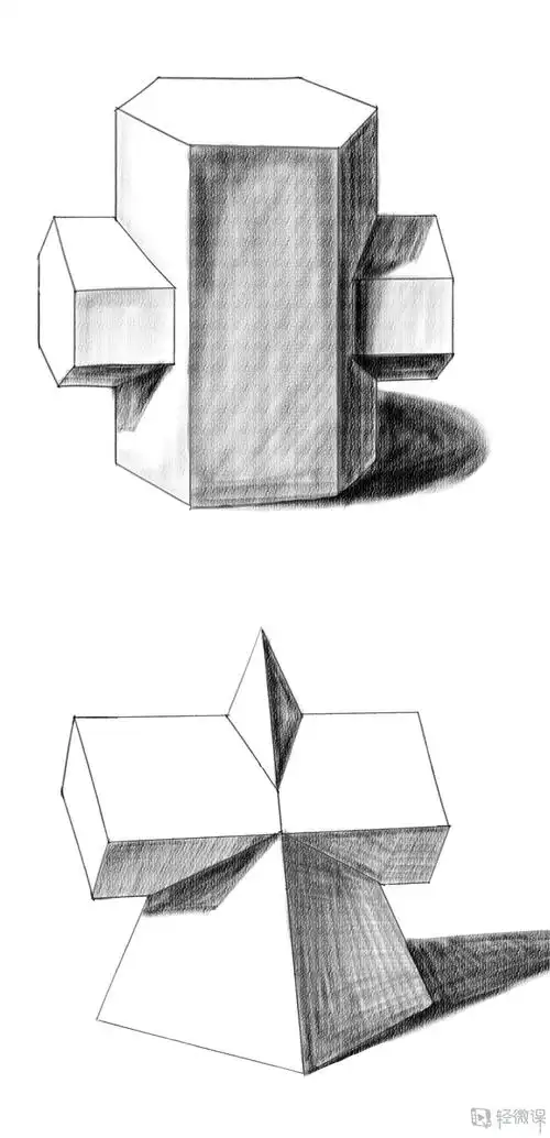 组合几何体素描速写美术绘画入门练习