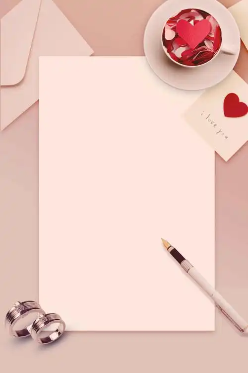 信纸戒指粉色小清新简约背景