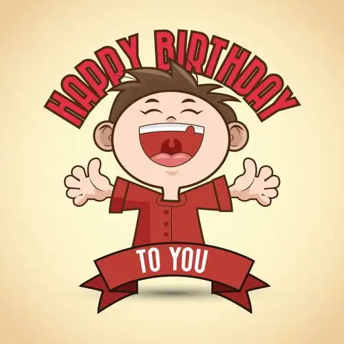 矢量卡通男孩生日快乐
