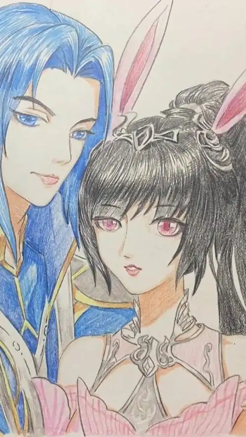 老爸说要画唐三和小舞在一起你们觉得谁画得好