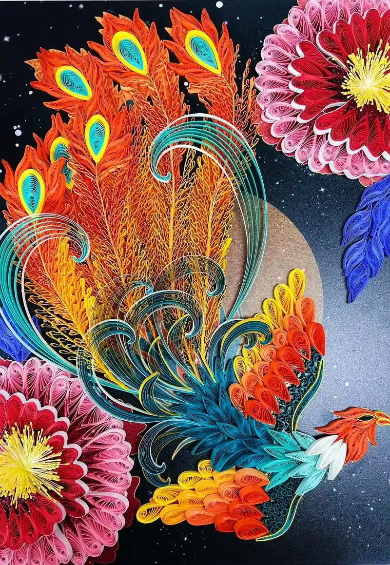 彩凤鸣朝阳,玄鹤舞清商. #衍纸 #衍纸作品 - 抖音