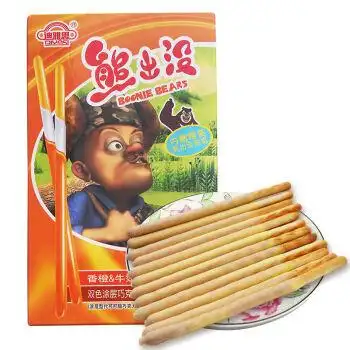 【京东超市】迪雅思 熊出没系列零食 香橙牛奶味双色涂层巧克力棒饼干