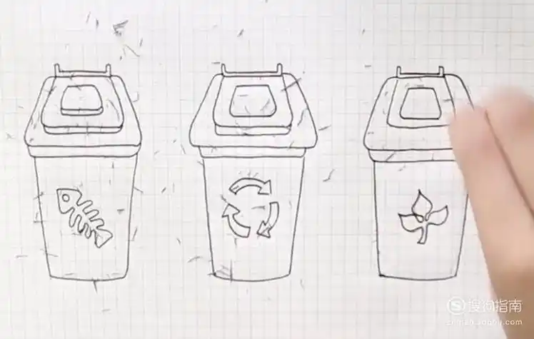 可回收垃圾和不可回收垃圾桶简笔画