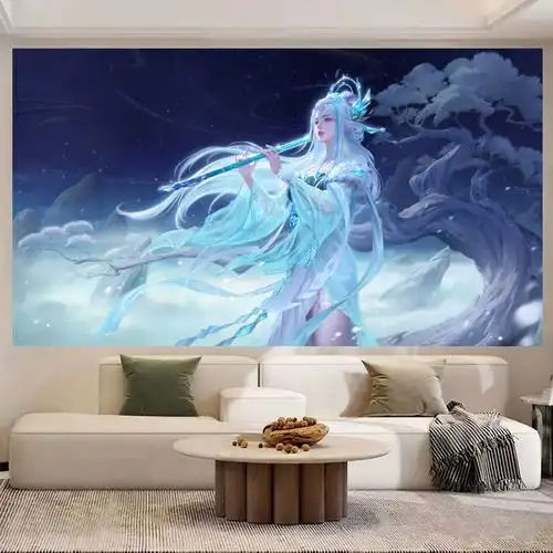 王者荣耀网红超大挂布动漫英雄皮肤背景布直播间卧室装饰宿舍墙布