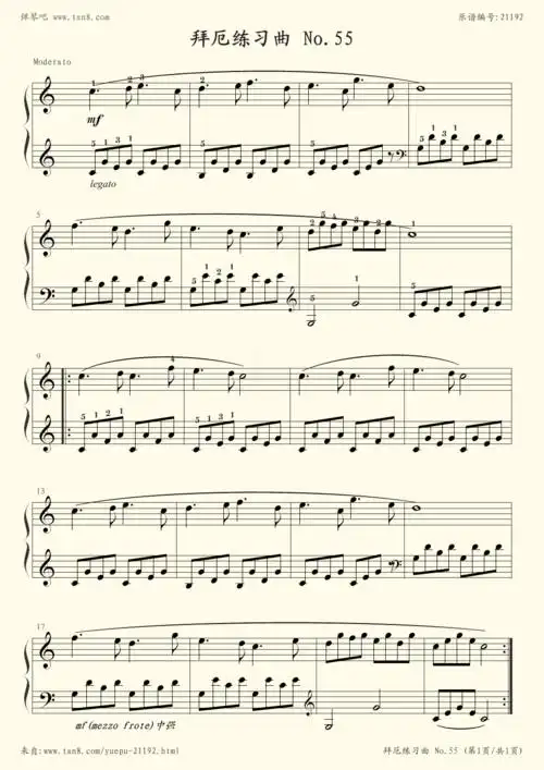 钢琴谱:no.55(拜厄钢琴基本教程)