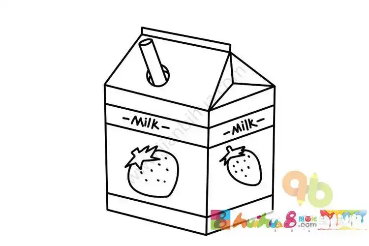 草莓味牛奶简笔画图片