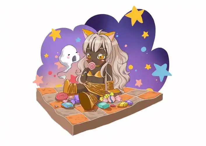 万圣节猫女插画图片壁纸