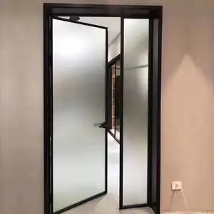 子母双开对开门纯平极窄边钢化玻璃钛镁铝合金厕所厨房阳台隔断门