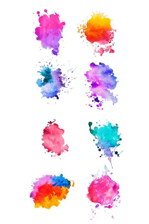 卡通彩色水彩泼墨设计元素