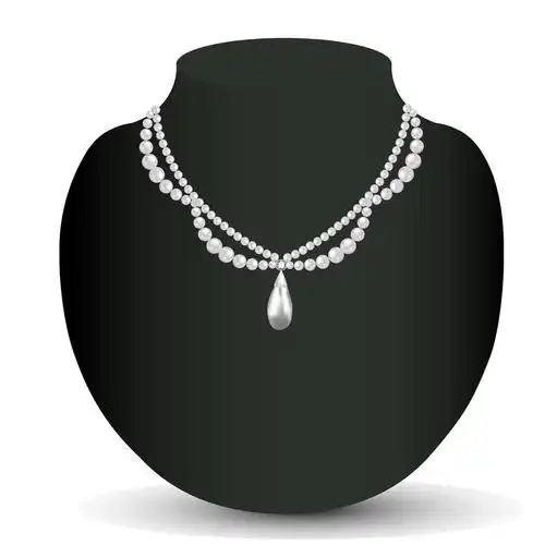 插画,女人,项链,珍珠,珠宝