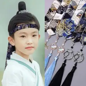 902人付款天猫汉服束发带男抹额头绳古风龙纹丝带流苏