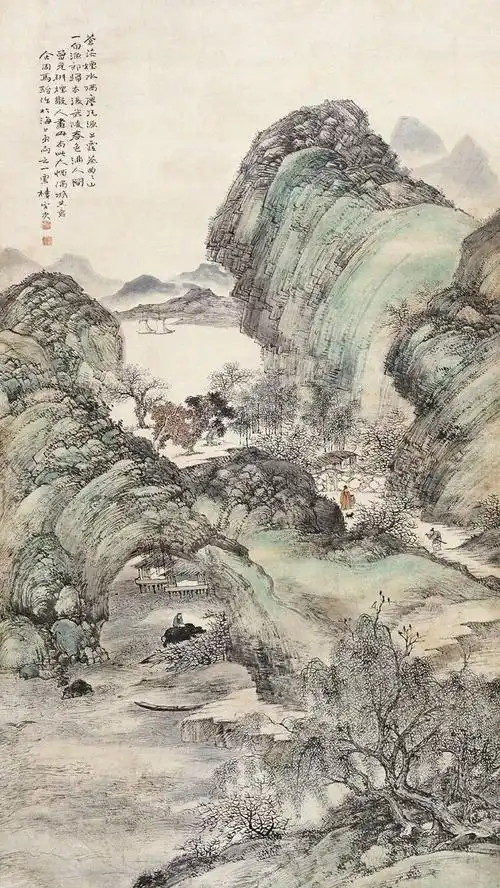 张大千与马骀山水画