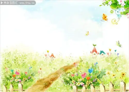 卡通花园风景图片素材