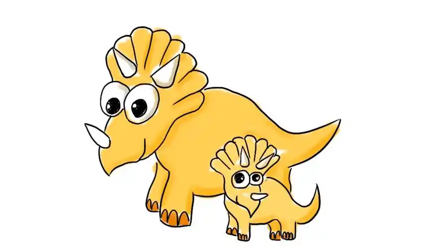 如何画出侏罗纪世界的三角龙母子卡通简笔画