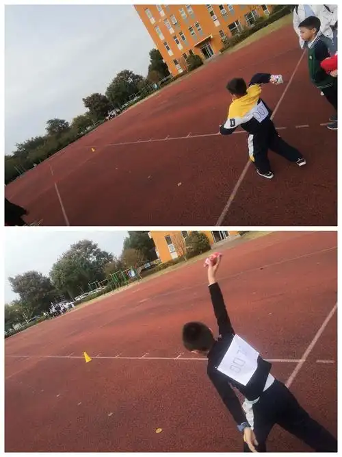 扔沙包比赛中,孩子们的动作真标准