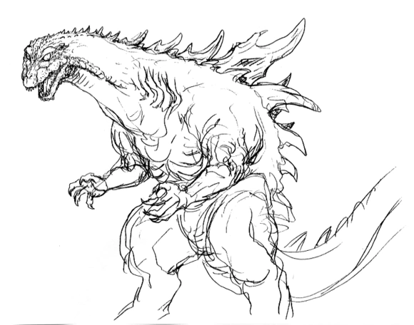 超级大怪兽简笔画哥斯拉