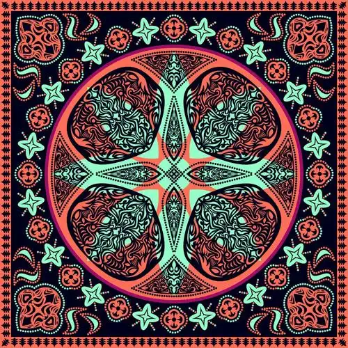 绚丽民族花纹星形图案