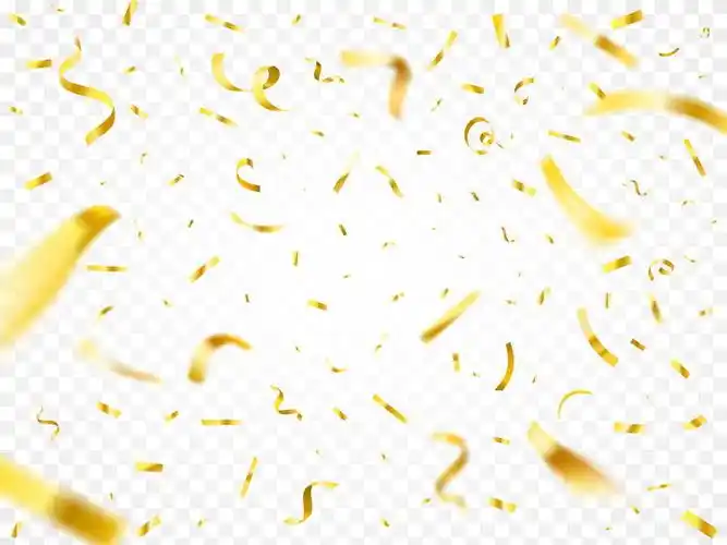 漫天飞舞的金色飘带装饰彩带碎纸片图片免抠矢量素材