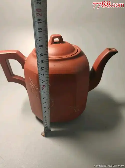 80年代,叶生刻,八方紫砂大茶壶一把