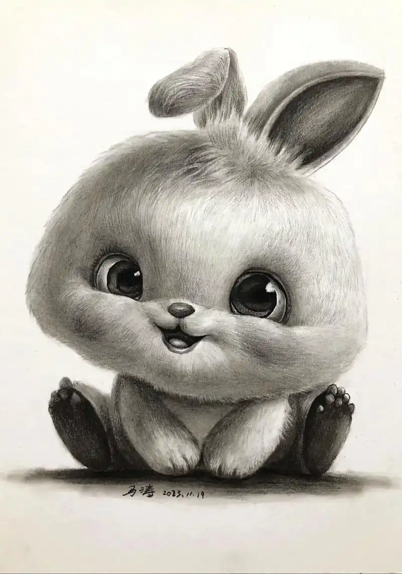 很可爱的素描兔子,有喜欢的么?#素描动物 #素描学 - 抖音