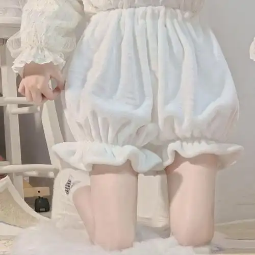 加绒南瓜裤打底裤子女秋冬季jk洛丽塔外穿毛绒保暖安全短裤灯笼裤