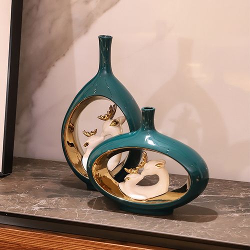 现代北欧轻奢电视柜摆件创意家居装饰品欧式客厅酒柜陶瓷工艺品小