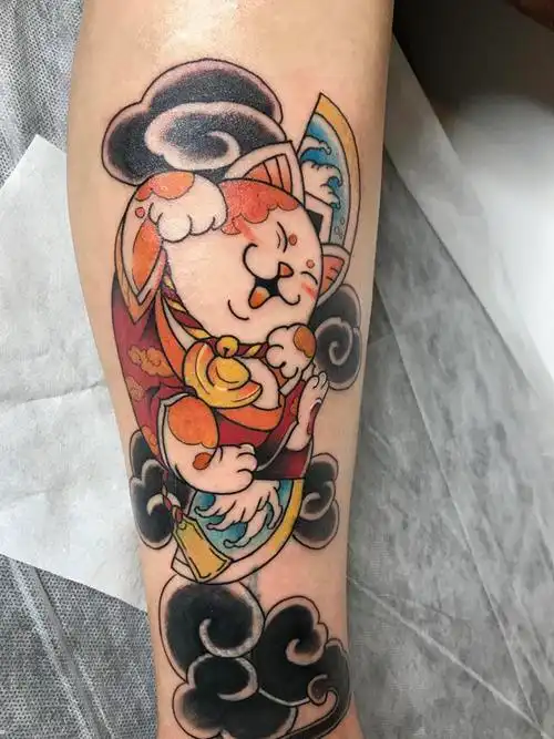 招财猫_纹身图案手稿图片_x先生的纹身作品集