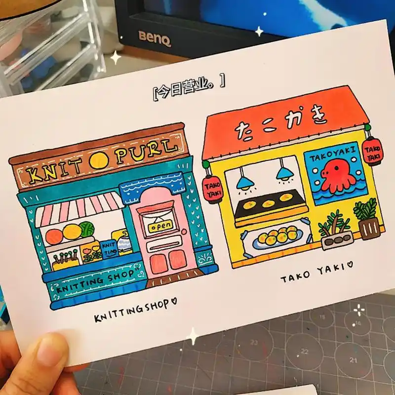 简笔画分享 / 梦想小店铺2 临摹 这次是临摹款/大家也把自己的店铺画