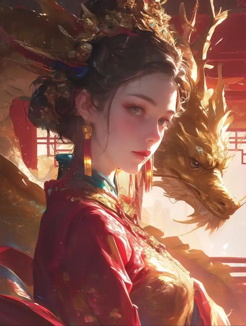 aigc|宫廷里的皇妃.在故宫深深的殿堂内,一位身着华丽龙袍 - 抖音