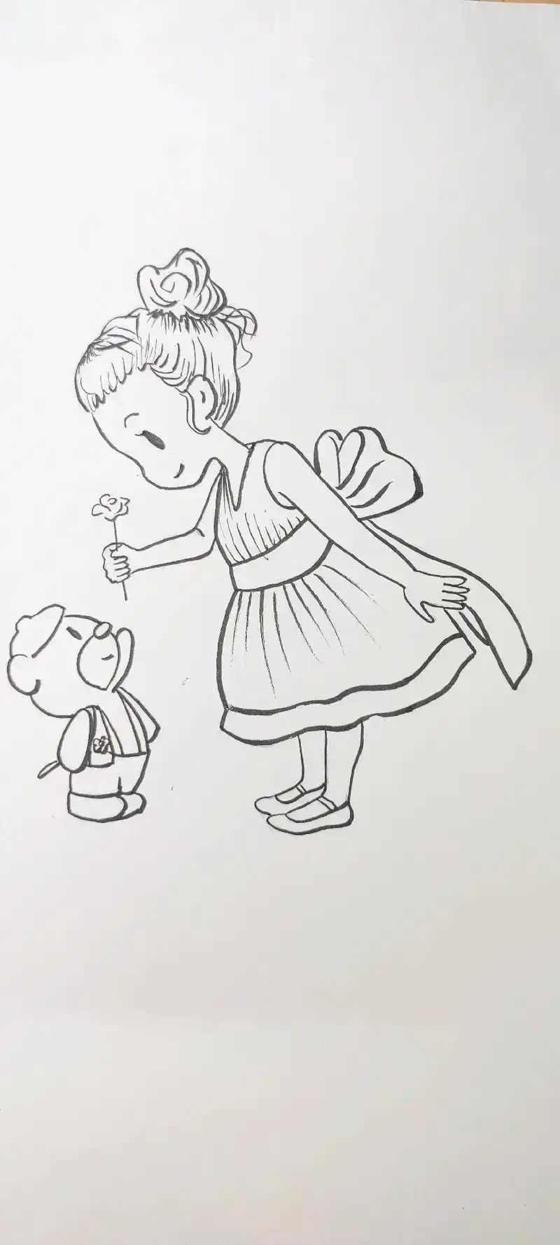 画一个可爱的小女孩#简笔画 #手绘 #可爱简笔画 #插画 - 抖音