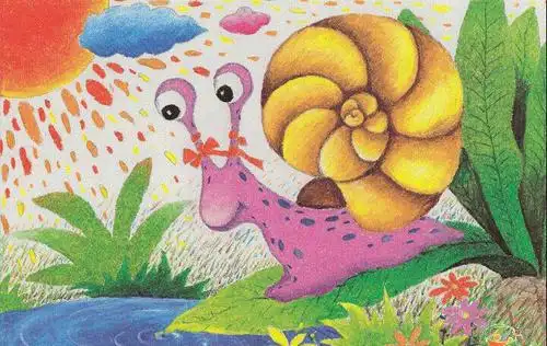 怎样用油画棒画蜗牛好看