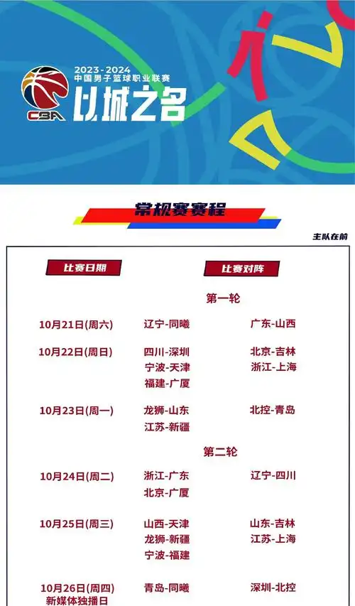 cba新赛季赛程表出炉!大家自行收藏.cba联赛新赛季赛程表 - 抖音