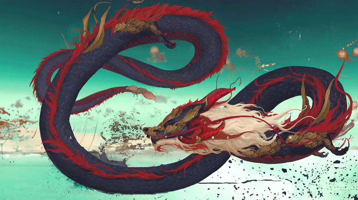 山海经异兽:烛龙,人面蛇身而赤,又叫烛九阴