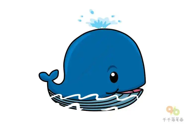 蓝色的小鲸鱼简笔画教程